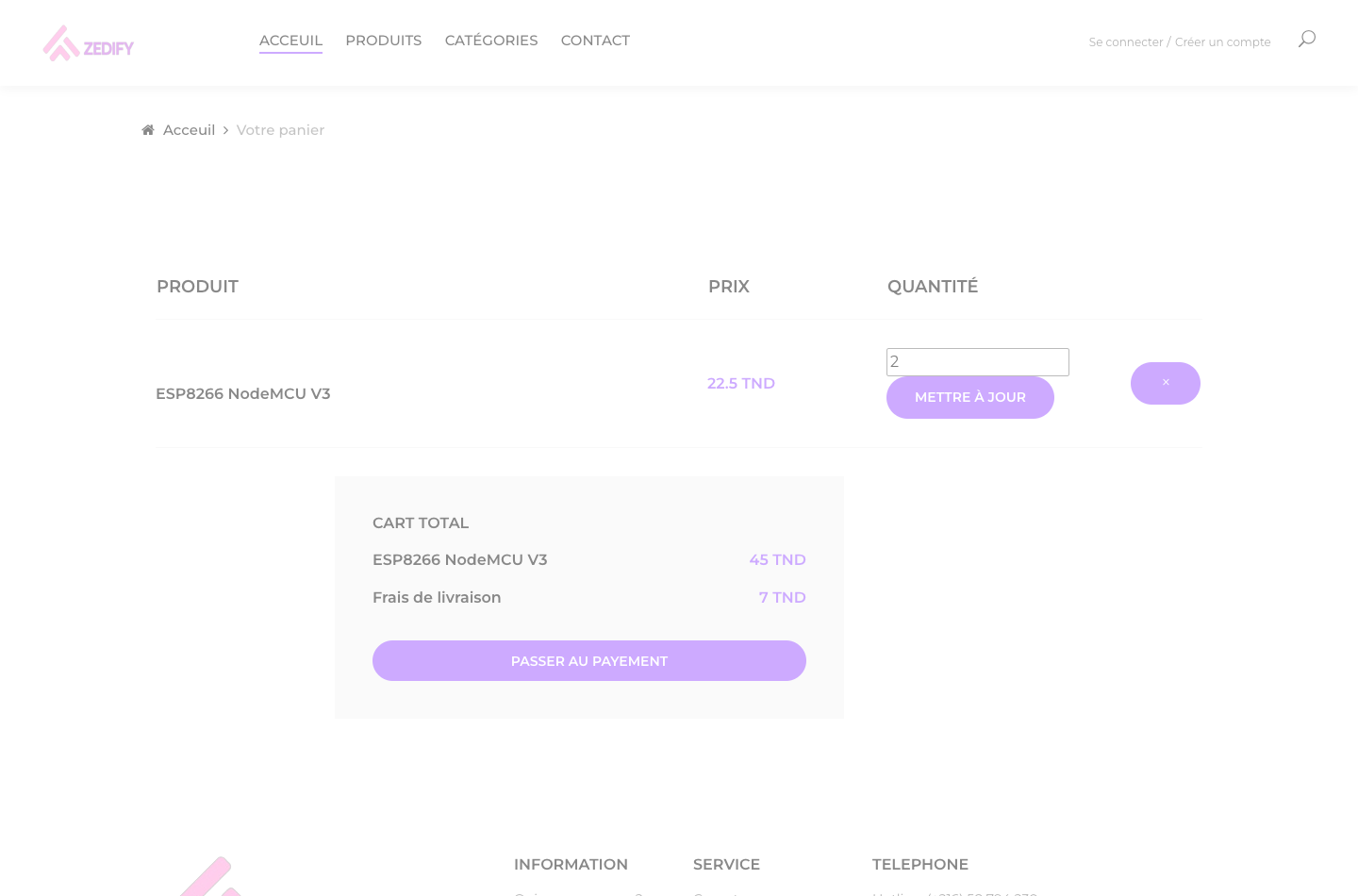 Zedify cart page